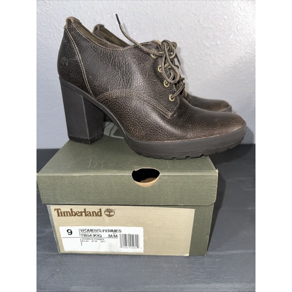 Timberland‎ Ortholite High Heel Leather Ankle Boots Booties  Sz 9 TB0A1KIQ - Picture 1 of 6